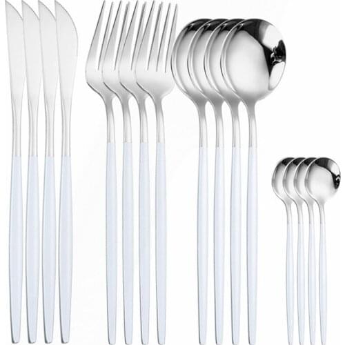 16Pcs Silverware Cutlery Sets Golden Forks Knives Spoons Tableware Set Mirror Stainless Steel Western Dinnerware Gold Spoon Set