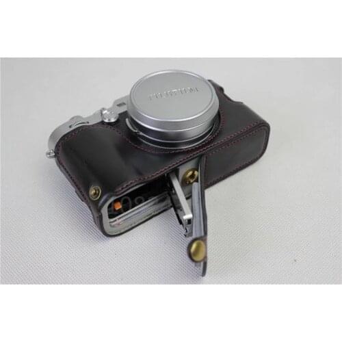 2017 new Leather Camera case bag for Fujifilm X100F X100-F DSLR Digital Camera Leather Half Body Camera Strap Camera Video Bag