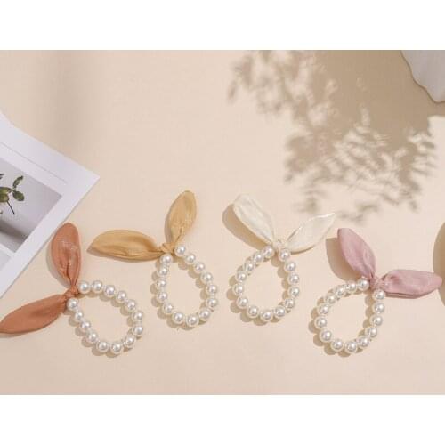 2020 New Fashion Wild Pearl Hair Ring Ins Cute Rabbit Ear Creative Head Rope Hair Accessory
