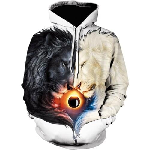 2021 Newest Lion animal off white hoodie men women 3D Printing harajuku Winter essentials streetwear Casual Hoodies sudaderas
