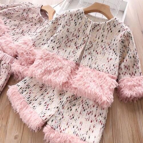 2020fashion new childrens girl fashion striped tassel clothes suit girl jacket + shortschildren autumn and winter clothes suit