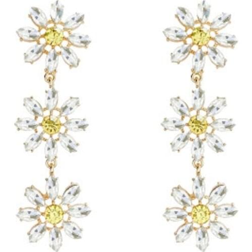 New Arrival Korean Elegant Yellow Crystal Flower Petal Tassel Drop Earrings For Women Students Fashion Party Pendientes Jewelry