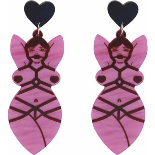 New Cool Sexy Naked Women Acrylic Drop Earrings For Women Vintage Funny Bundled Nude Body Dangle Earrings Party Fashion Jewelry