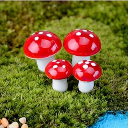 Sale Hot 10/20pcs Creative Cute Red Miniature Foam Mushroom Garden Ornament Flower Pots Bonsai Micro Landscape Decoration