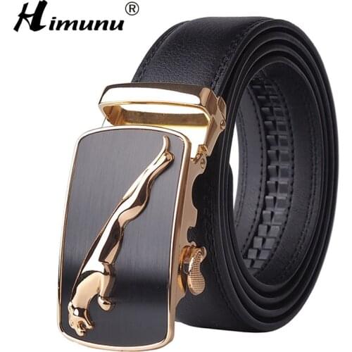 [HIMUNU] New Style Automatic Buckle Belts For Men Cowhide Genuine Leather Fashion Luxury Designer High Quality Man Waistband