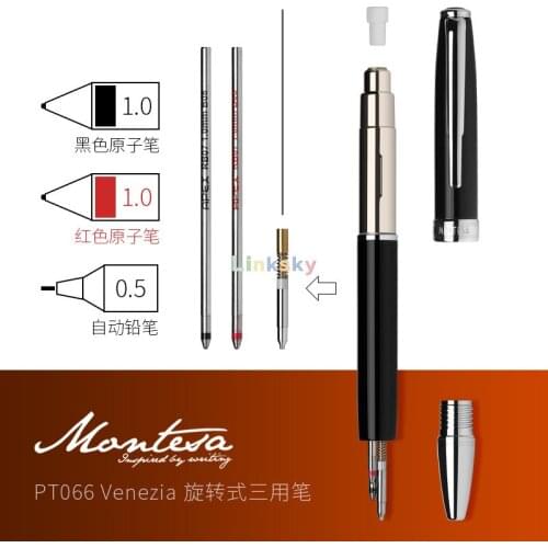 Twsbi Venezia PT Creative 3 In1 Multifunctional Pen,1.0mm Black Ballpen 1.0mm Red Ballpen 0.5mm Pencil,business Office Pen