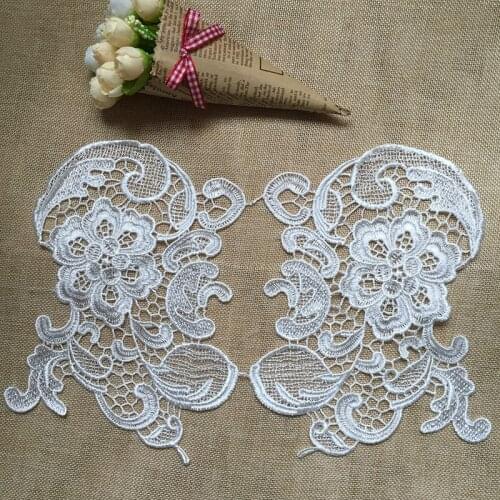 10Pieces White Laces Appliques Embroidered Polyester Applique Neckline Collar Lace Trims Lace For Sewing Decoration