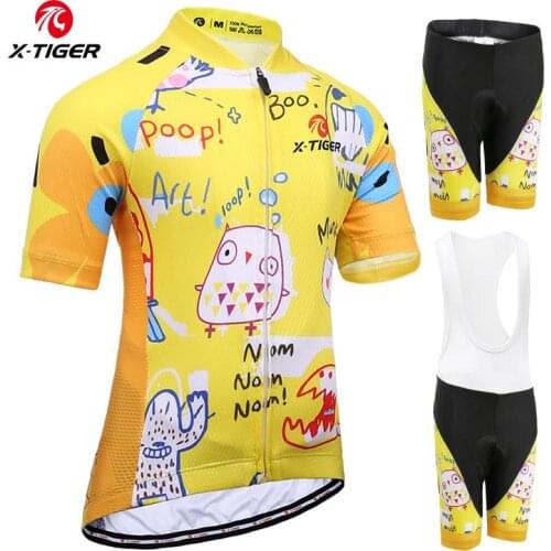 X-TIGER Summer Kids Cycling Set Children Short Sleeve Cycling Jerseys Uniform Boys Girls Breathable Bike Cycling Jersey Set