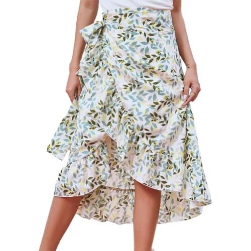 80% HOT SALE Skirts Sweet Breathable Summer Large Hem Textile-printing Slit Design Long Skirt for Date Large Hem Women Skirts