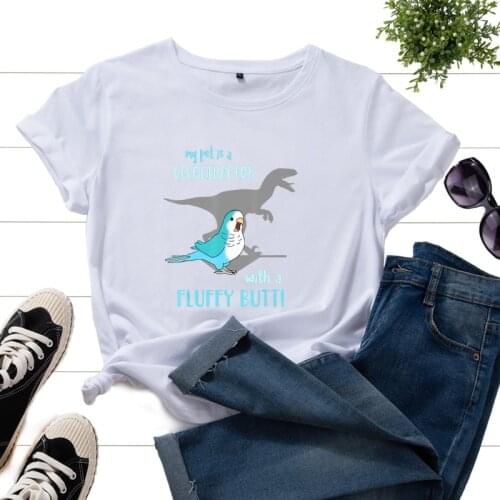 Summer Women T-shirt Casual Short Sleeve Parrot Letter Print Fashion Casual Female Graphic Tshirt Ladies Regular O-Neck Tee Tops