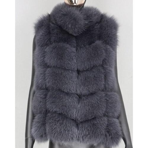 Luxury Stand Collar 2021 New Winter Jacket Women Real Fur Vest Coat Natural Big Fluffy Fox Fur Outerwear Streetwear Thick Warm
