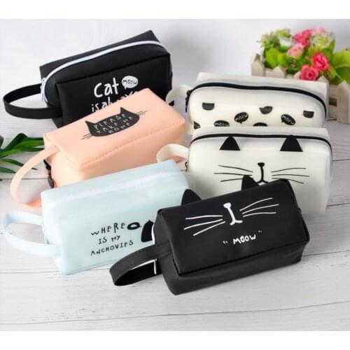 1PCS Creative Kawaii Cat School Pencil Cases Bags Cute Gel Pen Large Capacity Box Pouch Stationary Supplies Office For School