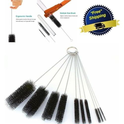 10 Pcs Nylon Cleaning Brush Set Test Tube Bottle Straw Washing Cleaner Bristle Kit Tool