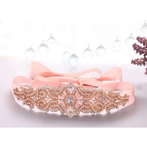 100% Handmade Rose Gold Bridal Belts Fancy Belt Rhinestone Belts for Women Wedding Dress Belt Bride Jewelry Belt Bling Applique