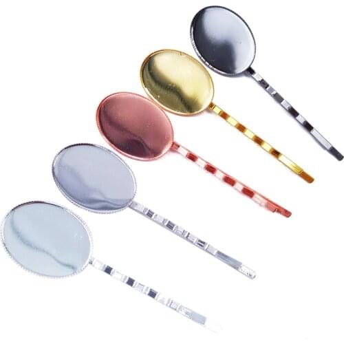 120piece Hair Pins with 18x25mm Oval Bezel Blank Hairpins Base Jewelry Findings Hair accessories Wholesale HPF19