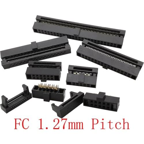 5Pcs 1.27mm Pitch FC 6P/8/10/12/14/16/20/24/26/30/34/40/50 Pin FC Female Header IDC Socket Wire Connector for Flat Ribbon Cable