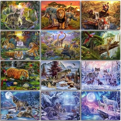 5D Diamond Painting Kit animal lion tiger horse Wolf dinosaur Full Square&Round embroidery mosaic Cross stitch Paint home decor