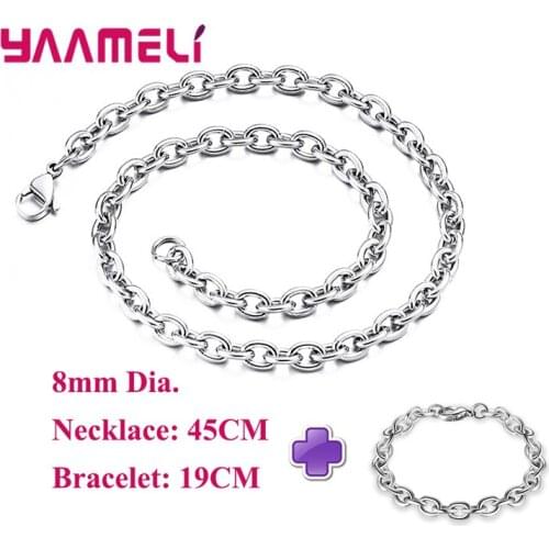 New Trendy 925 Silver Necklace Bracelet Jewelry Set for Men Women Snake Cross Twisted Chain Strong Lobster Claps Party Accessory