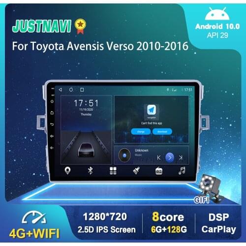6G 128G Android 10.0 Car Radio Player For Toyota Avensis Verso 2010-2016 Auto GPS DSP Carplay 4G WIFI OBD Serero 9" No 2 din DVD