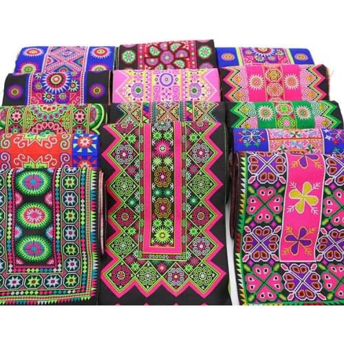 Miao Style Large Lace Ribbon 200MMX700MM Embroidery Polyester Cotton Fabric Cut Patchwork for DIY Handmade Sewing Accessories