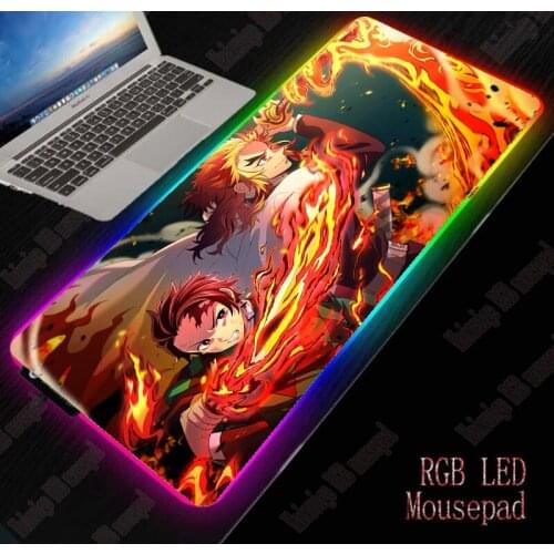 40*90cm Mairuige Demon Slayer Anime Large RGB Non-slip LED Mouse Pad Gaming Accessories Laptop PC Mousepad XXL Keyboard Desk Mat