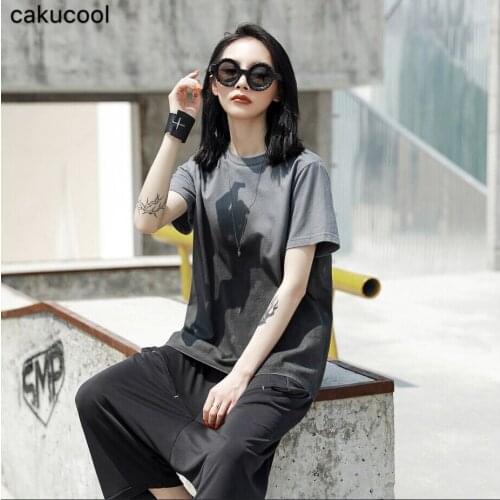 Cakucool 2019 summer new dark wind gradient neutral tie tie simple fashion casual short-sleeved shirt female