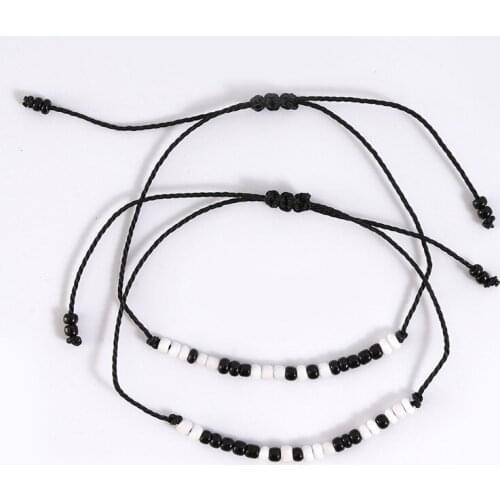 Black Bracelet For Women Fashion Letters Rice Beads Beaded Hand Woven Card Bracelet Lady Fashion Jewelry Gift