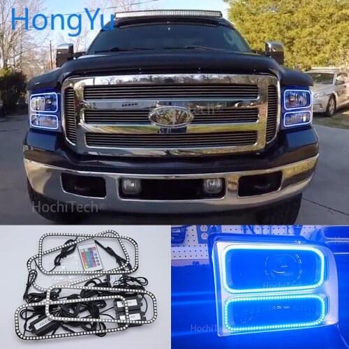 For Ford F-250 F250 2005 2006 2007 RGB Multi Color LED Angel Eyes Halo Rings Kit