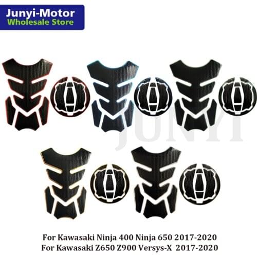 For 650 400 Z650 Z900 Versys-X 300 2017 2018 2019 2020 Fuel Tank Pad Oil Gas Cap Cover Stickers Grip Chrome Decal