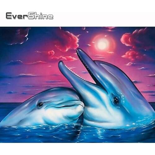 Evershine Diamond Painting Cross Stitch Animals Whale Diamond Embroidery Sale Full Square Scenery Sea Diamond Mosaic Paintings