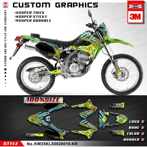 KUNGFU GRAPHICS Motocross Stickers Off-Road Decals for KLX 250 S D-Tracker X Final Edition 2008 2009 2010 2011 2012 2013 to 2020