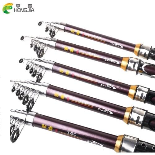 HENGJIA 2.1M Sea Hard Amoured Glass Fishing Rods Portable Telescopic Spinning Pocket Fishing Stick Pike Pesca For Outdoor