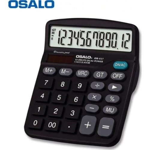 NEW 837 High quality calculators solar double power environmental protection ABS plastic 12-bit display calculator black
