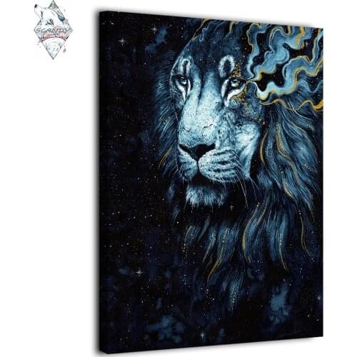 HD printed 1 panel canvas painting in the darkness lion by Scandy Girl wall pictures for living room posters and prints artwork