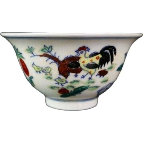 Chinese old porcelain Chenghua Dou Cai Chicken Fu Pattern Bowl