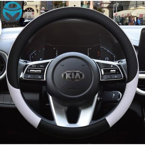 100% DERMAY Brand Leather Car Steering Wheel Cover for Kia Picanto Sorento Forte Cerato Rio Soul K2 K3 Ceed Auto Accessories