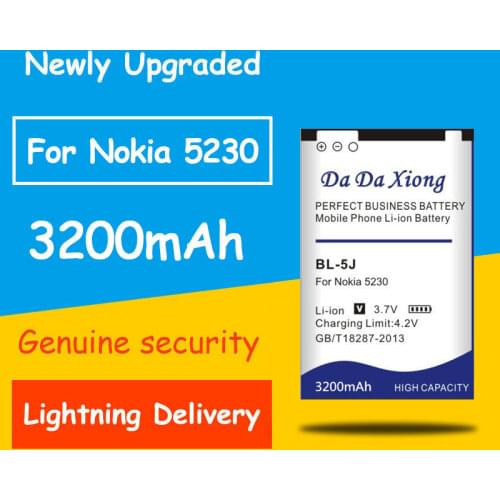 Hot Selling 3200mAh BL-5J Li-ion Phone Battery for Nokia Lumia 520/ 5800XM/5900XM/ 5228/ 5230/ 5232/5233/5235/5236/ X6M/ N900