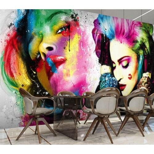 Milofi custom 3d wallpaper mural watercolor art graffiti beauty salon shop personality hair salon bar background wall decoration