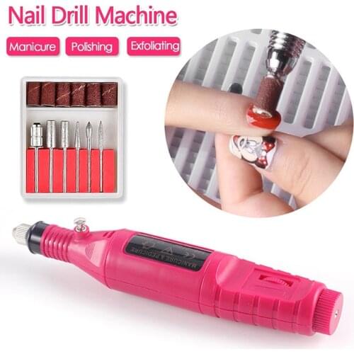 54 PCS Nail Drill Electric Machine Set USB Charging With 6pcs Polishing Deads Sanding Rings 42pcs Nail Drill Bits Nail Art Tool