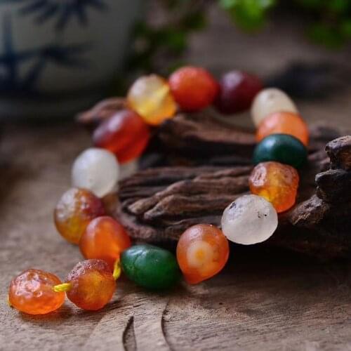 Natural Colorful Bracelet Agate Fine Jewelry Bangle Men Women Gifts Colored Jades Stone Rough Beads Elastic Beaded Bracelets