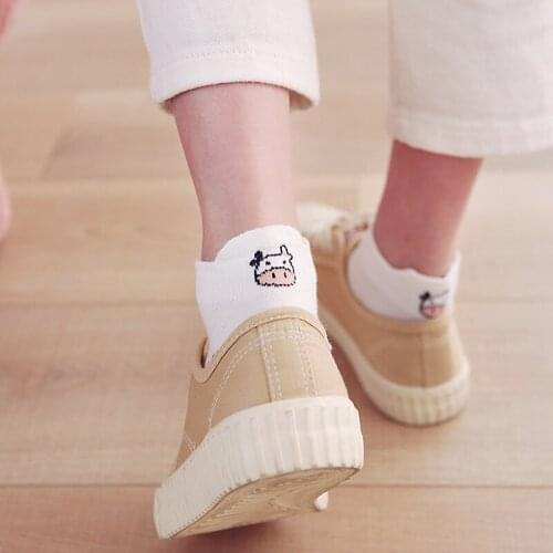 Cow Print Socks Woman Animal Cute Cartoon Black White Spots Cotton Casual Wholesale Summer Kawaii Socks for Girls Female Tights