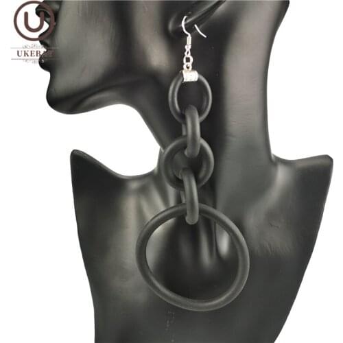 UKEBAY New Round Big Earrings Women Drop Earring Single Handmade Jewelry Rubber Jewelry Geometric Punk Long Earrings Party Gifts