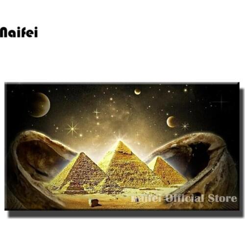 Full Square Round Diamond Painting Egypt Pyramids DIY 5D Diamond Embroidery Starry Sky Landscape Needlework Christmas Gift Decor