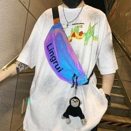 At Night Reflection Chest Bag Unisex Hip Fanny Pack Trend Waist Bag Running Belt Phone Pouch Nylon Men Travel Crossbody Bags