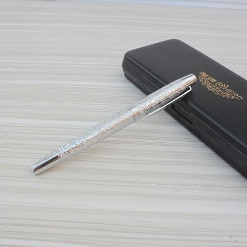 Luxury Silver Color Full Metal Fountain Pen High Quality 3D Stereo Sculpture ink Pens 0.5mm Nib Office Business Pen