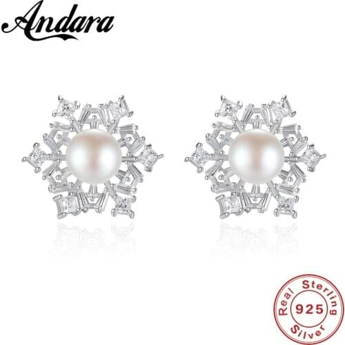 Fashion Wedding Pearl Jewelry Accessories 925 Sterling Silver White Pearl Zircon Stud Earrings for Woman Girl