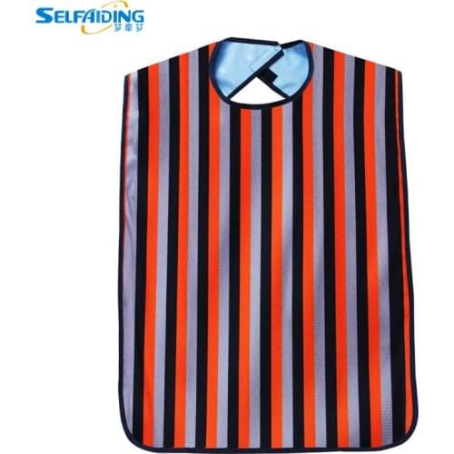 Stripe Pattern Adult Bib / Clothing Protector for Adults with Waterproof Vinyl Backing AB-242A