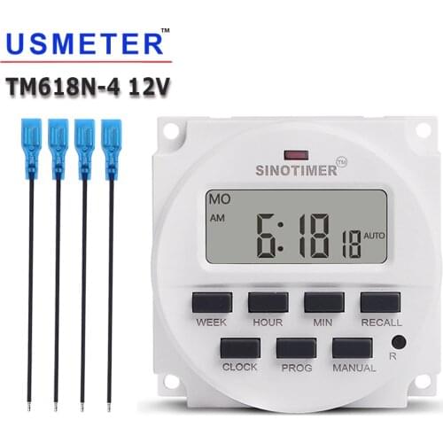 12V DC 7 Days Programmable Big Display 1.6 inch LCD Digital Timer Timer Switch with UL listed Relay inside Electric Controller