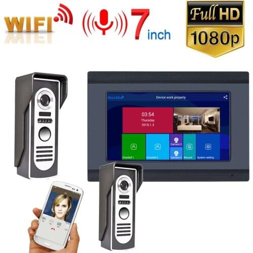 Mountainone 7 inch Wired Wifi Video Doorbell Intercom with HD 1080P Camera Night Vision Remote APP Unlock Recording Snapshot