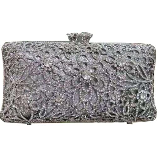 Ladies New Crystal Rhinestone Evening Clutch Bridal Wedding Bag Ladies Metal Handbag Wallet